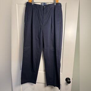 Polo Ralph Lauren Vintage andrew Navy Blue Pleated 100% Cotton Pants 35x30